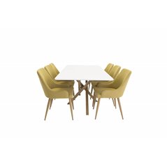 Piazza Dining Table - 180*90*75 - White / Oak, Plaza Dining Chair - Yellow / Oak_6