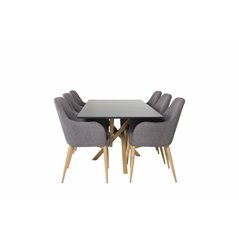 Piazza Dining Table - 180*90*75 - Black / Oak, Comfort Dining Chair - Dark Grey / Oak_6