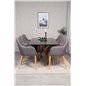Piazza Dining Table - 180*90*75 - Black / Oak, Comfort Dining Chair - Dark Grey / Oak_6