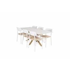Piazza Dining Table - 180*90*75 - White / Oak, Polly Dining Chair - Nature / White_6