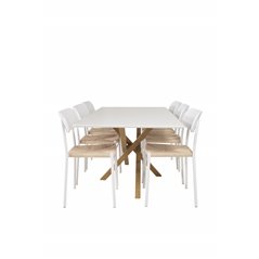 Piazza Dining Table - 180*90*75 - White / Oak, Polly Dining Chair - Nature / White_6