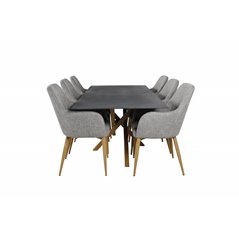 Piazza Dining Table - 180*90*75 - Spraystone / Oak, Comfort Dining Chair - Light Grey / Oak_6
