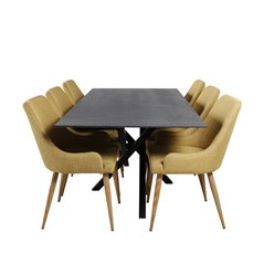 Piazza Dining Table - 180*90*75 - spraystone / Black, Plaza Dining Chair - Yellow / Oak_6