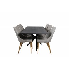 Piazza Dining Table - 180*90*75 - spraystone / Black, Leone Dining Chair - Light Grey / Oak_6