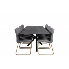 Piazza Dining Table - 180*90*75 - spraystone / Black, Mace Dining Chair - Grey / Oak_6