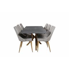 Piazza Dining Table - 180*90*75 - Spraystone / Oak, Leone Dining Chair - Light Grey / Oak_6