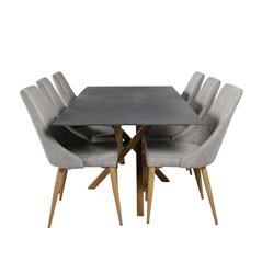 Piazza Dining Table - 180*90*75 - Spraystone / Oak, Leone Dining Chair - Light Grey / Oak_6