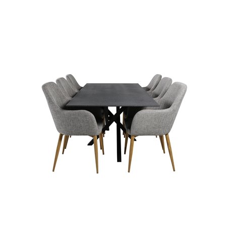 Piazza Dining Table - 180*90*75 - spraystone / Black, Comfort Dining Chair - Light Grey / Oak_6