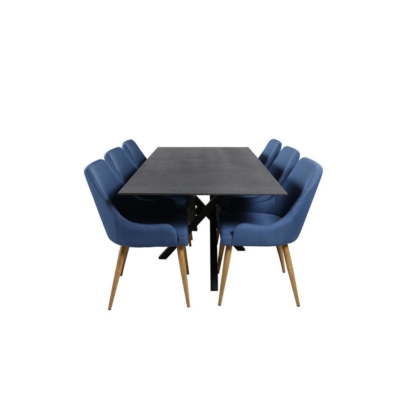 Piazza Dining Table - 180*90*75 - spraystone / Black, Plaza Dining Chair - Blue / Oak_6