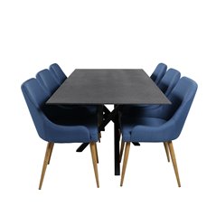 Piazza Dining Table - 180*90*75 - spraystone / Black, Plaza Dining Chair - Blue / Oak_6