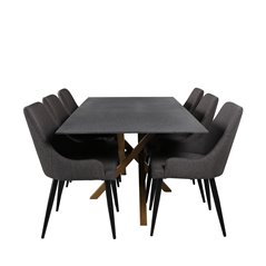 Piazza Dining Table - 180*90*75 - Spraystone / Oak, Plaza Dining Chair - Dark Grey / Black_6
