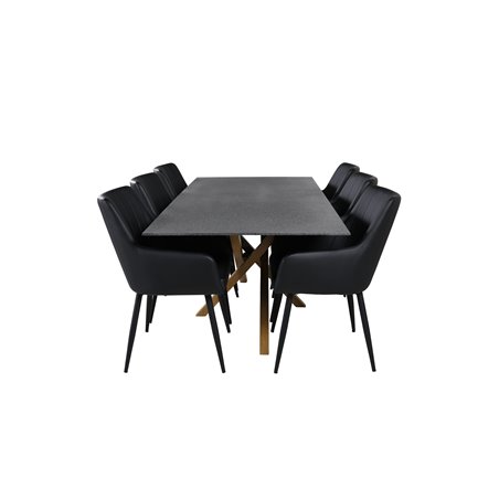 Piazza Dining Table - 180*90*75 - Spraystone / Oak, Comfort Dining Chair - Black / Black_6