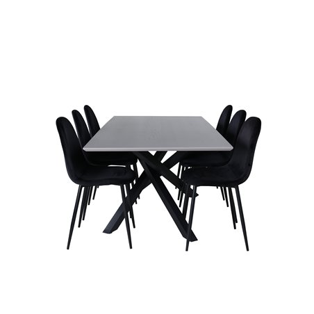 Piazza Dining Table , Black Grey Veneer+Polar Dining Chair , Black legs Black Velvet (ers√§tter 19902,888)_6