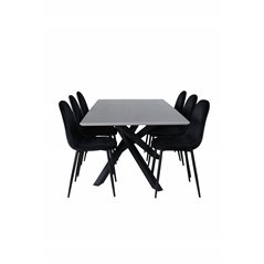 Piazza Dining Table , Black Grey Veneer+Polar Dining Chair , Black legs Black Velvet (ers√§tter 19902,888)_6