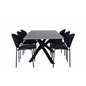Piazza spisebord, sort grå finer + hvælving spisestuestol, sorte ben, sort stof_6