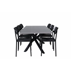 Piazza Dining Table , Black Grey Veneer+Polly Dining Chair , Black Black_6
