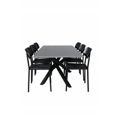 Piazza Dining Table , Black Grey Veneer+Polly Dining Chair , Black Black_6