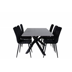 Piazza Dining Table , Black Grey Veneer+Windu Lyx Chair , Black Black Velvet_6