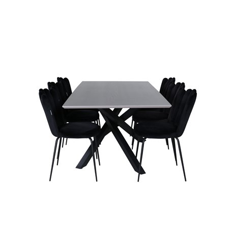 Piazza Dining Table , Black Grey Veneer+Limhamn Light , Chair , Black Velvet_6