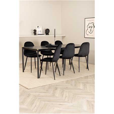 Pelle Dining Table , Black black Black+Polar Dining Chair , Black legs Black Velvet (ers√§tter 19902,888)_6