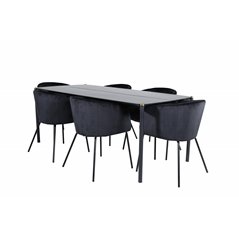 Pelle Dining Table - Black / black Black+Berit Chair - Black / Black Velvet_6