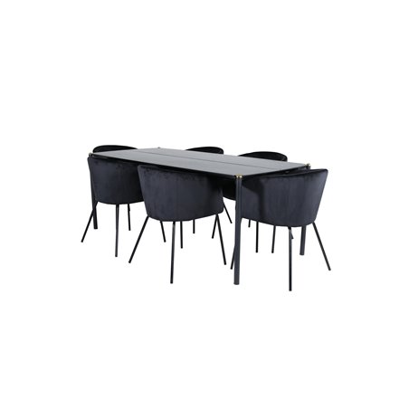 Pelle Dining Table - Black / black Black+Berit Chair - Black / Black Velvet_6