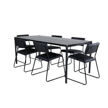 Pelle Dining Table - Black / black Black+Kenth Chair - Black / Black PU_6