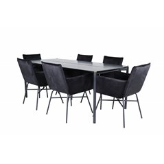 Pelle Dining Table - Black / black Black+Pippi Chair - Black / Black Velvet_6