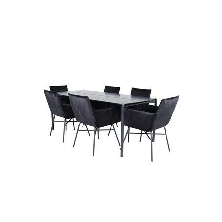 Pelle ruokapöytä - musta / musta musta + Peppi tuoli - musta / musta Velvet_6