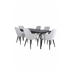 Pelle Dining Table - Black / black Black+Comfort Dining Chair - Beige / Black_6