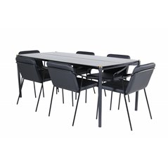 Pelle Dining Table - Black / black Black+Tvist Chair - Black / Black PU_6