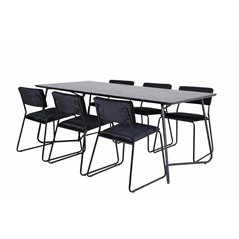 Pippi Dining Table , Black Black Veneer+Kenth Chair , Black Black Velvet_6