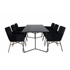 Pippi Dining Table , Black Black Veneer+Pippi Chair , Distressed Copper Black Velvet_6