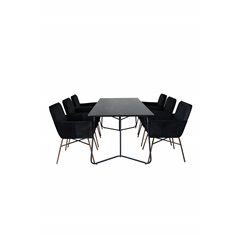 Pippi Dining Table , Black Black Veneer+Pippi Chair , Distressed Copper Black Velvet_6