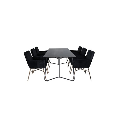 Peppi ruokapöytä, musta musta viilu + Peppi tuoli, Distressed Copper Black Velvet_6