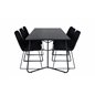 Pippi Dining Table , Black Black Veneer+Muce Dining Chair , Black Legs , Black Fabric_6