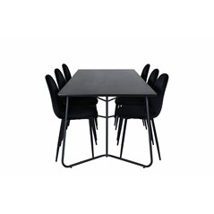 Pippi Dining Table , Black Black Veneer+Polar Dining Chair , Black legs Black Velvet (ers√§tter 19902,888)_6