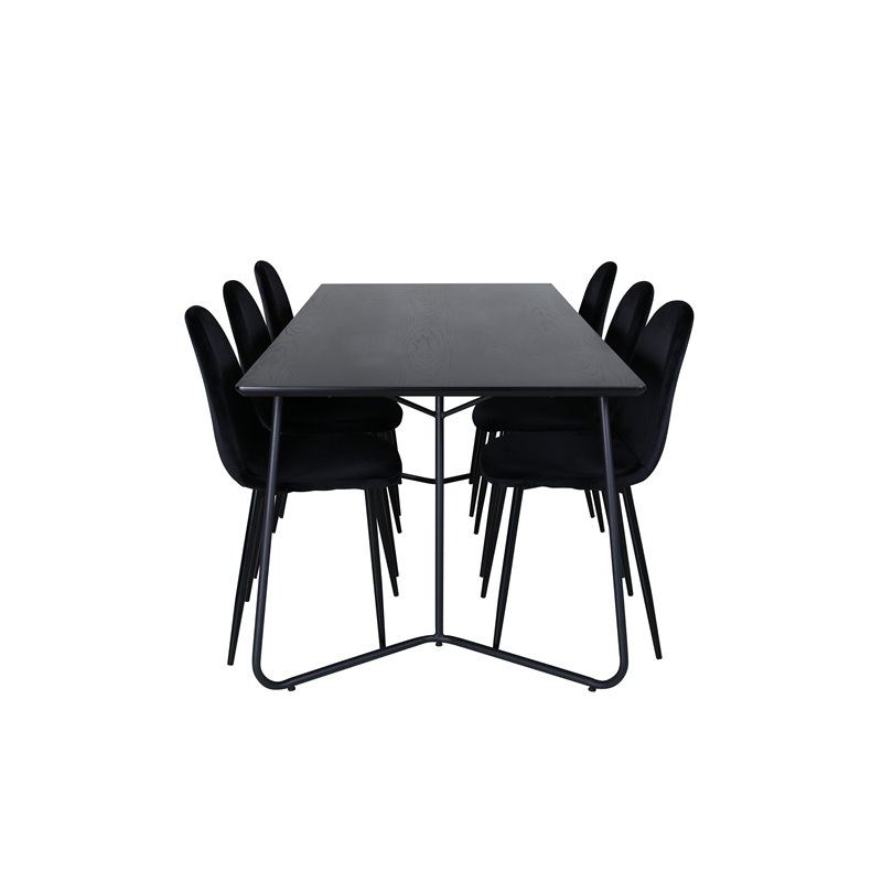 Pippi Dining Table , Black Black Veneer+Polar Dining Chair , Black legs Black Velvet (ers√§tter 19902,888)_6