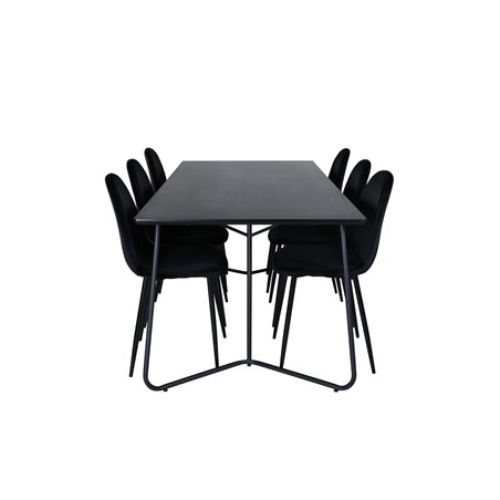 Pippi Dining Table , Black Black Veneer+Polar Dining Chair , Black legs Black Velvet (ers√§tter 19902,888)_6