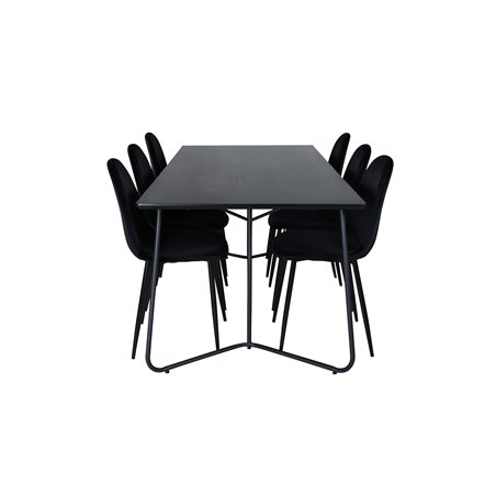 Pippi Dining Table , Black Black Veneer+Polar Dining Chair , Black legs Black Velvet (ers√§tter 19902,888)_6