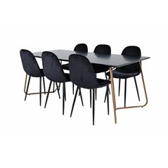 Pippi Dining Table , Distressed Copper Black Veneer+Polar Dining Chair , Black legs Black Velvet (ers√§tter 19902,888)_6