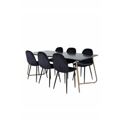 Pippi Dining Table , Distressed Copper Black Veneer+Polar Dining Chair , Black legs Black Velvet (ers√§tter 19902,888)_6