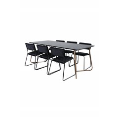 Pippi Dining Table , Distressed Copper Black Veneer+Kenth Chair , Black Black Velvet_6