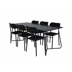 Pippi Dining Table , Black Black Veneer+Polly Dining Chair , Black Black_6