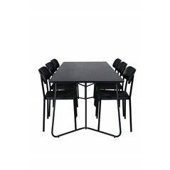 Pippi Dining Table , Black Black Veneer+Polly Dining Chair , Black Black_6