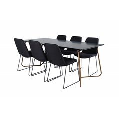 Pippi Dining Table , Distressed Copper Black Veneer+Muce Dining Chair , Black Legs , Black Fabric_6