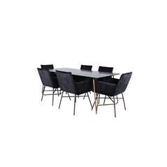 Pippi Dining Table , Distressed Copper Black Veneer+Pippi Chair , Black Black Velvet_6