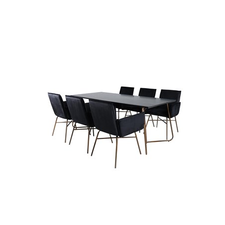 Pippi Dining Table , Distressed Copper Black Veneer+Pippi Chair , Distressed Copper Black Velvet_6