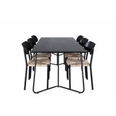 Pippi Dining Table , Black Black Veneer+Polly Dining Chair , Nature Black_6