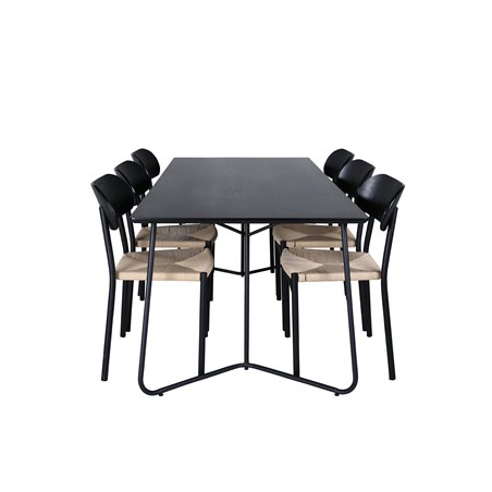 Pippi Dining Table , Black Black Veneer+Polly Dining Chair , Nature Black_6